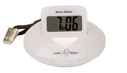 A Sonic Shaker alarm clock